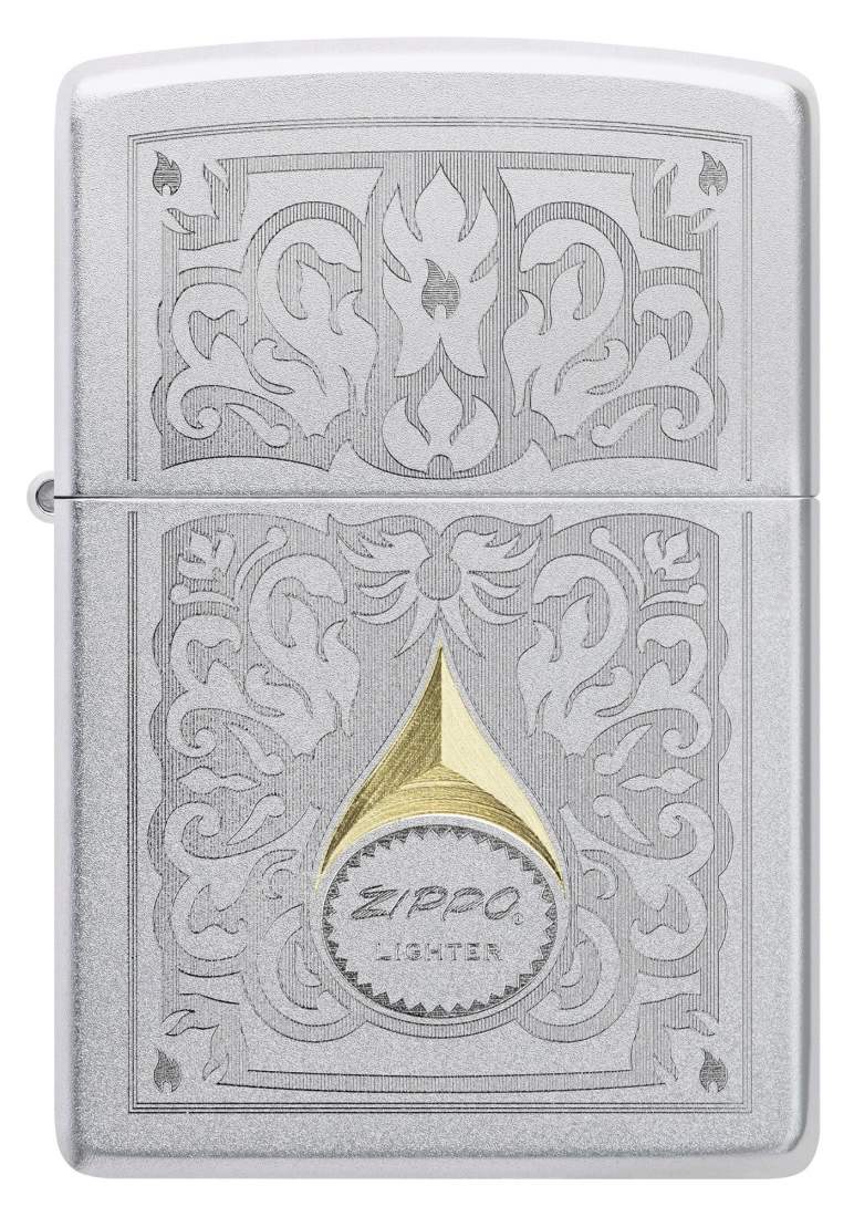 Produktbild: Zippo Vintage-Ranken Satin Chrom Feuerzeug vorne