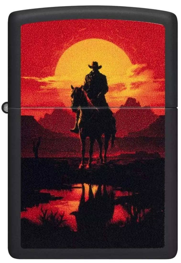 Produktbild: Zippo Western Scene schwarz matt Feuerzeug vorne