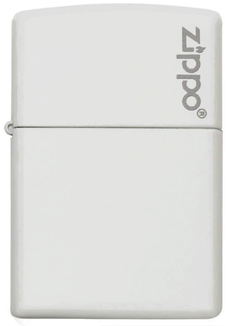 Produktbild: Zippo White Matte Basismodell weiß mit Logo Feuerzeug vorne