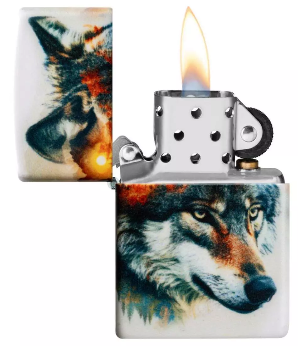 Produktbild: Zippo Wolf and Mountain Feuerzeug offen