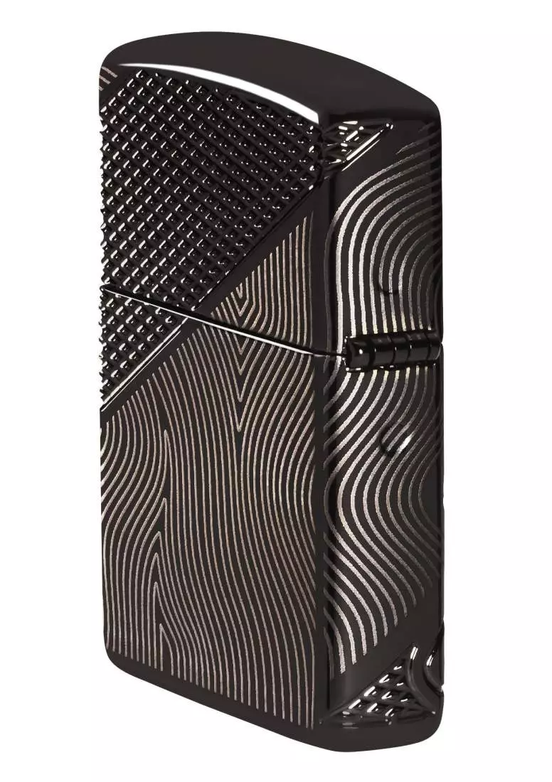 Produktbild: Zippo Z-Pattern Crystal Armor Case schwarz Feuerzeug seitlich hinten