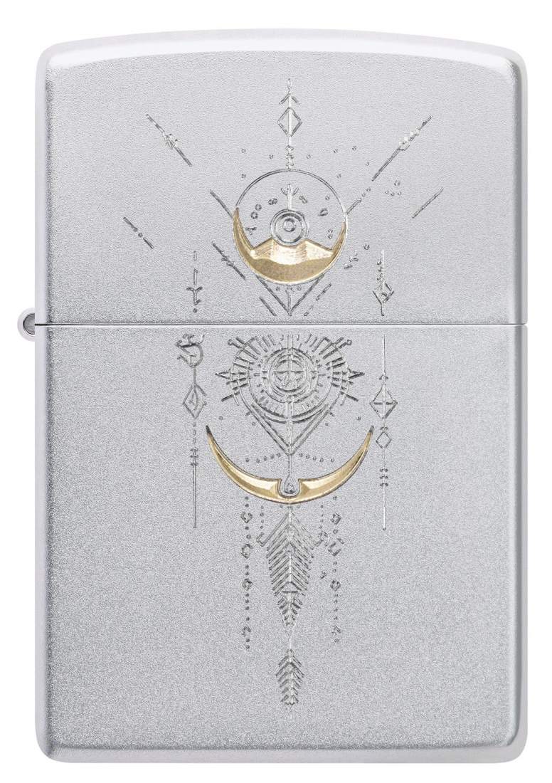 Produktbild: Zippo Two-Tone Zen Satin Chrom Feuerzeug vorne