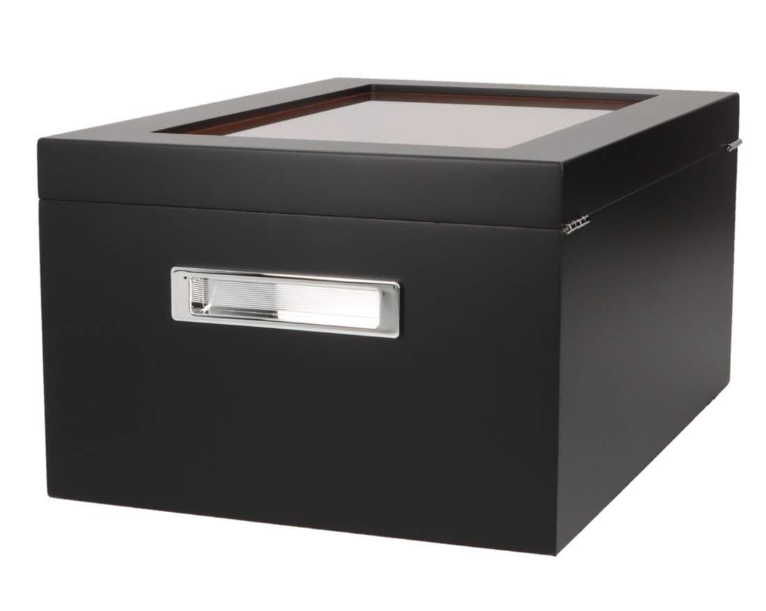 Produktbild: Angelo Humidor 3 Sichtfenster 2 schwarz seitlich