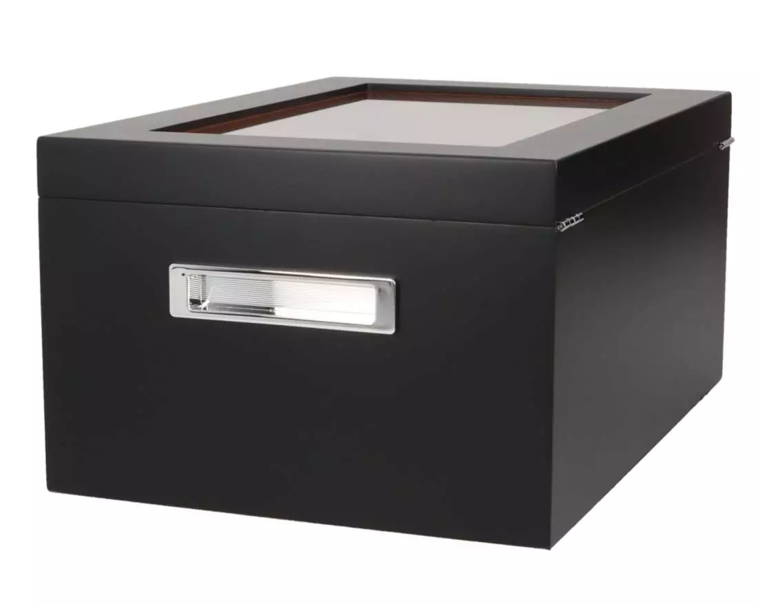 Produktbild: Angelo Humidor 3 Sichtfenster 2 schwarz seitlich