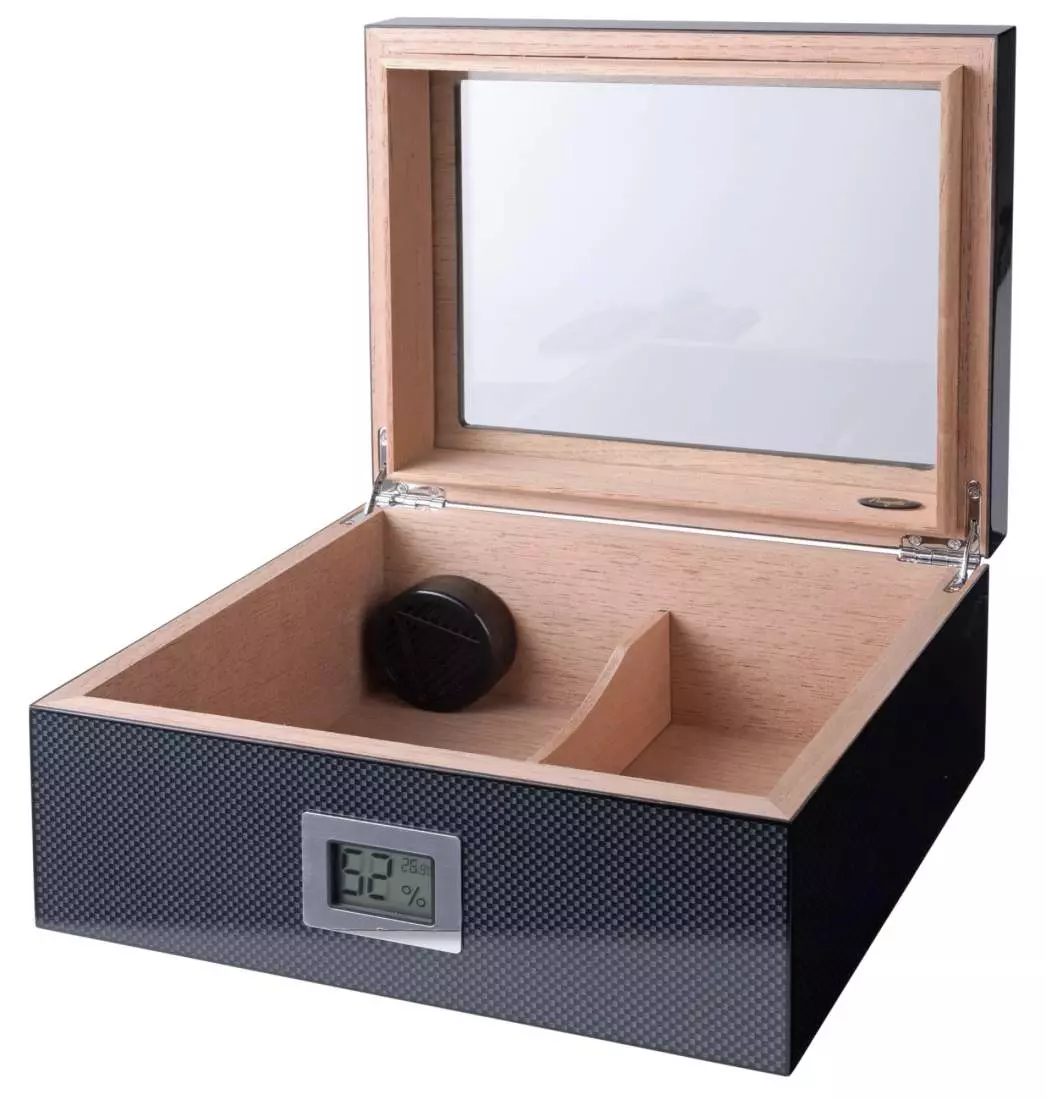 Produktbild: Angelo Humidor Carbon-Design offen