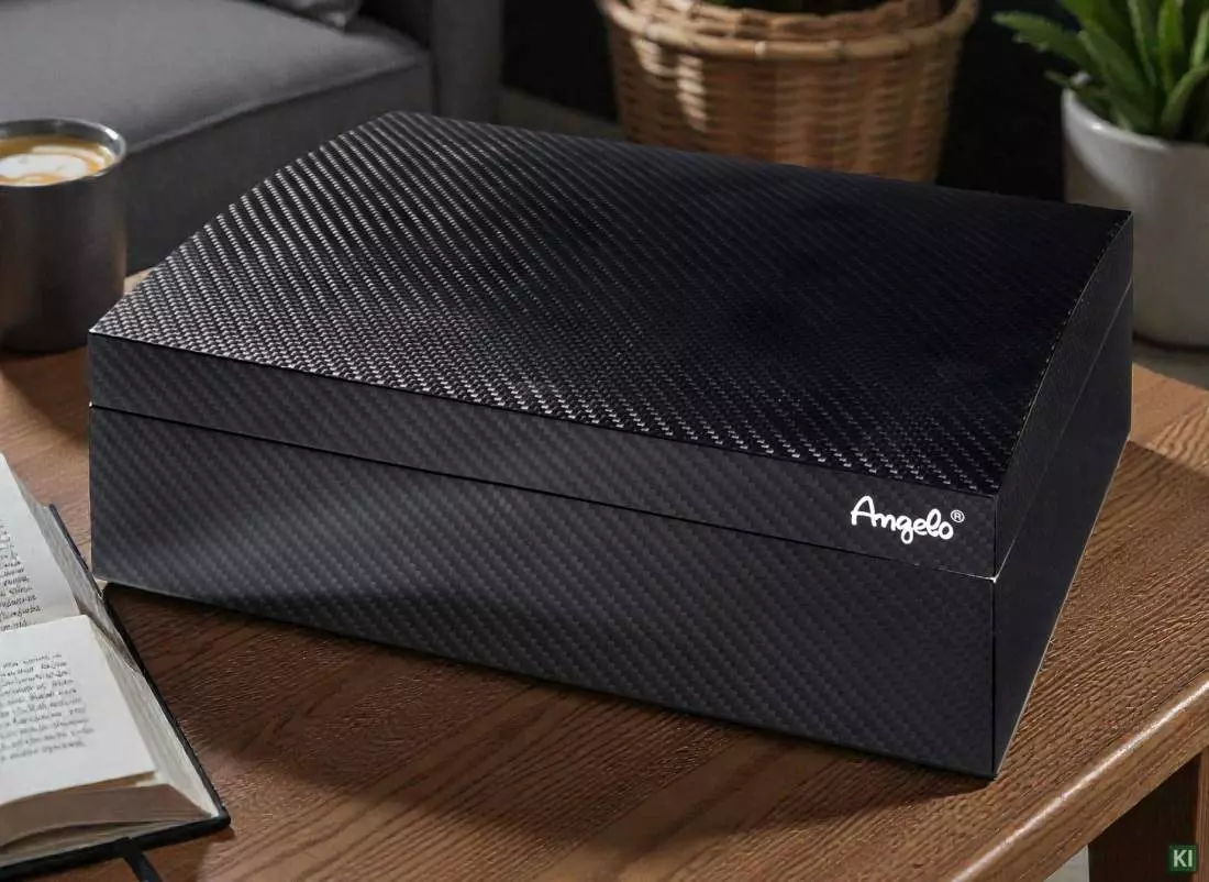 Produktbild: Angelo Humidor Echthoz Furnier Makassar auf dem Tisch