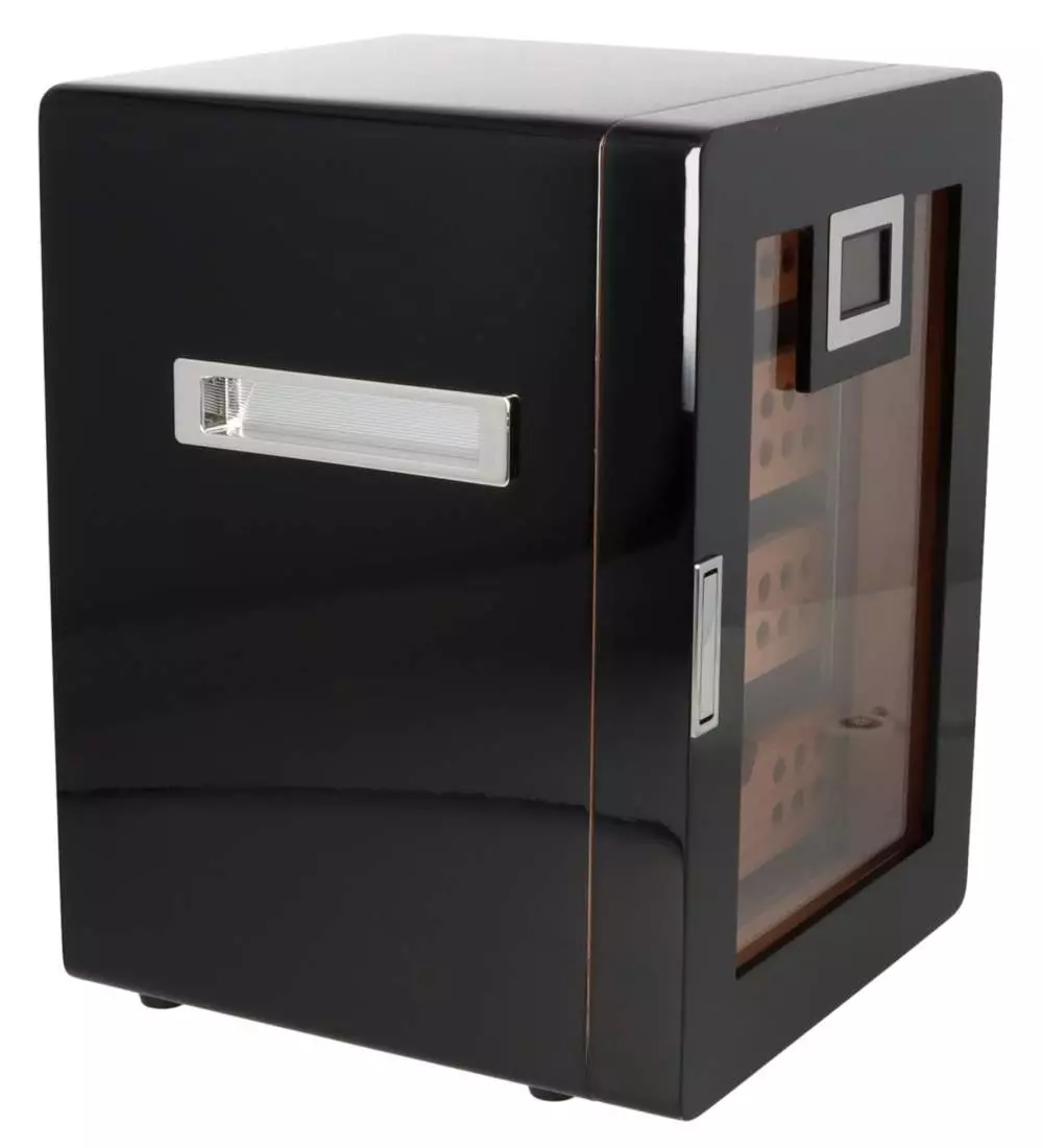 Produktbild: Angelo Humidor Schrank LED schwarz seitlich