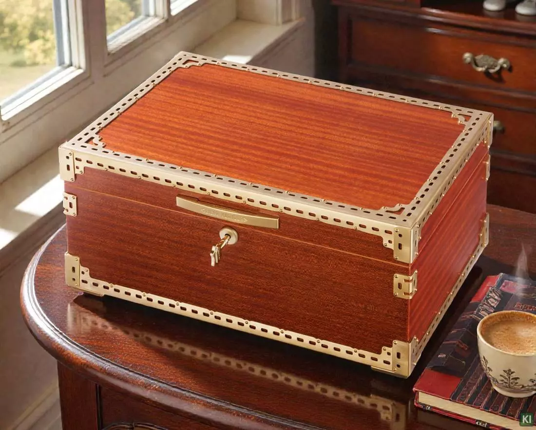 Produktbild: Angelo Humidor Echthoz Furnier Makassar auf dem Tisch