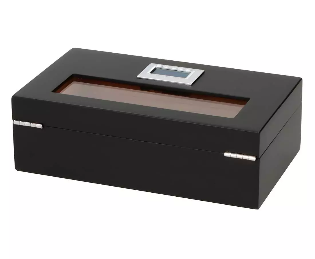 Produktbild: Angelo Humidor schwarz matt Fenster mini hinten