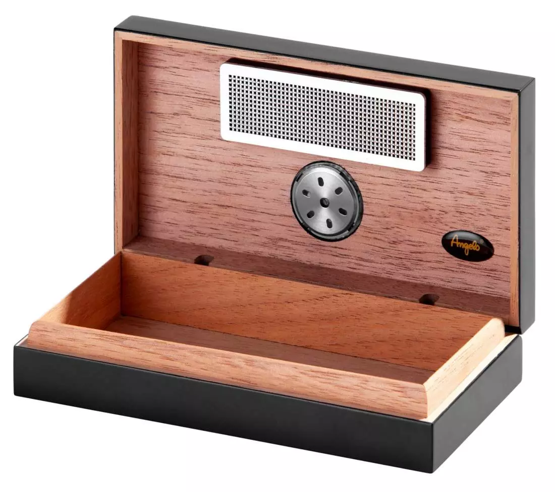 Produktbild: Angelo Humidor schwarz matt mini offen