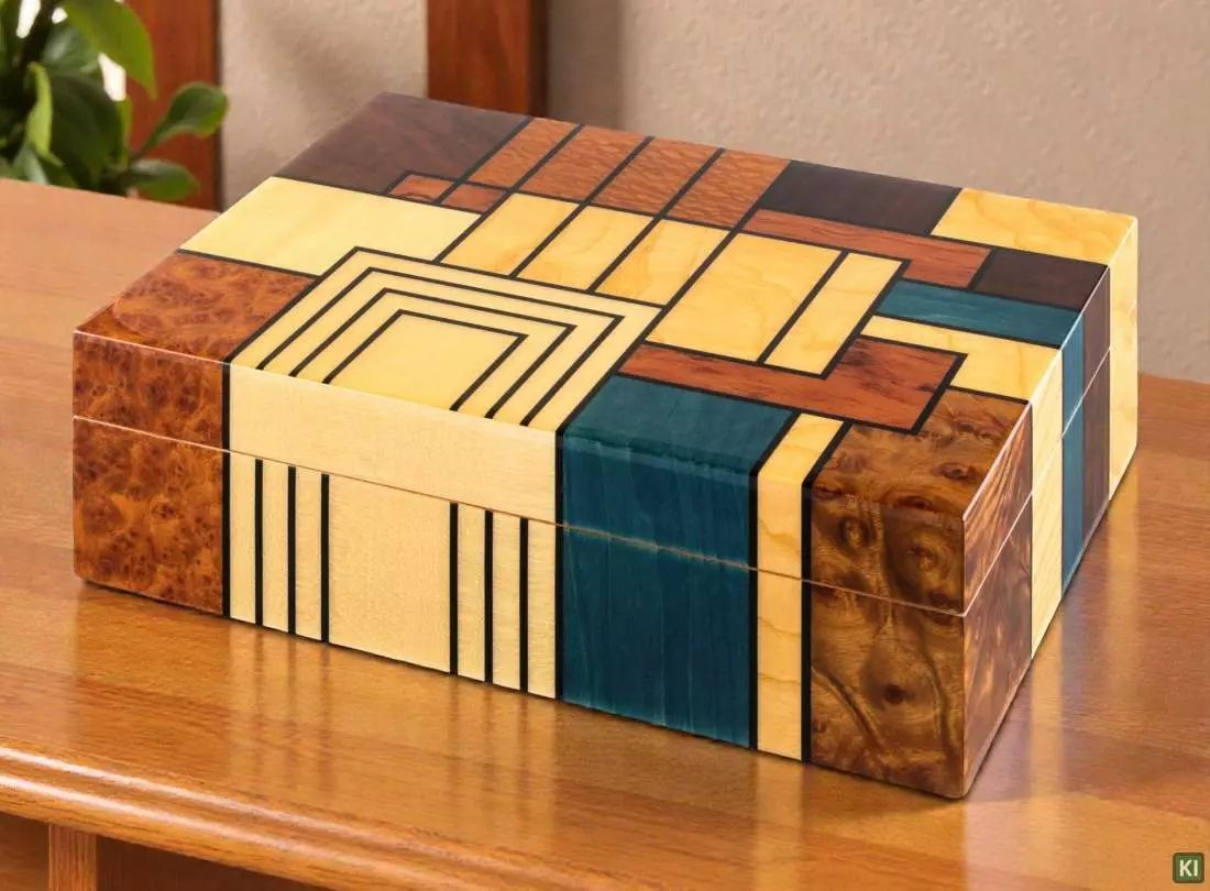 Produktbild: Angelo Humidor Echthoz Furnier Makassar auf dem Tisch