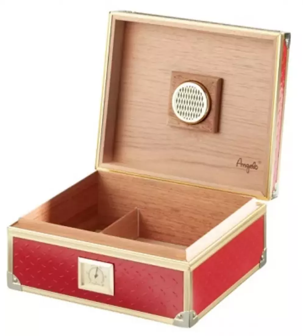 Artikelbild: Angelo Humidor rot Metallkoffer-Optik Produktbild: Angelo Humidor rot Metallkoffer-Optik