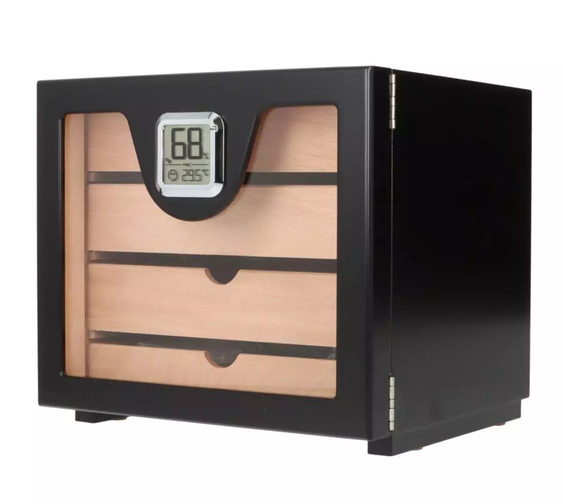 Produktbild: Angelo Humidorschrank Cabinett M schwarz vorne seitlich