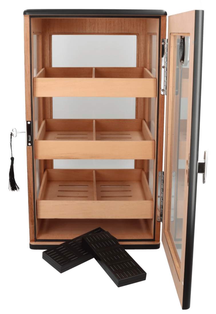 Produktbild: Angelo Humidor Schrank Kabinett 2 schwarz offen