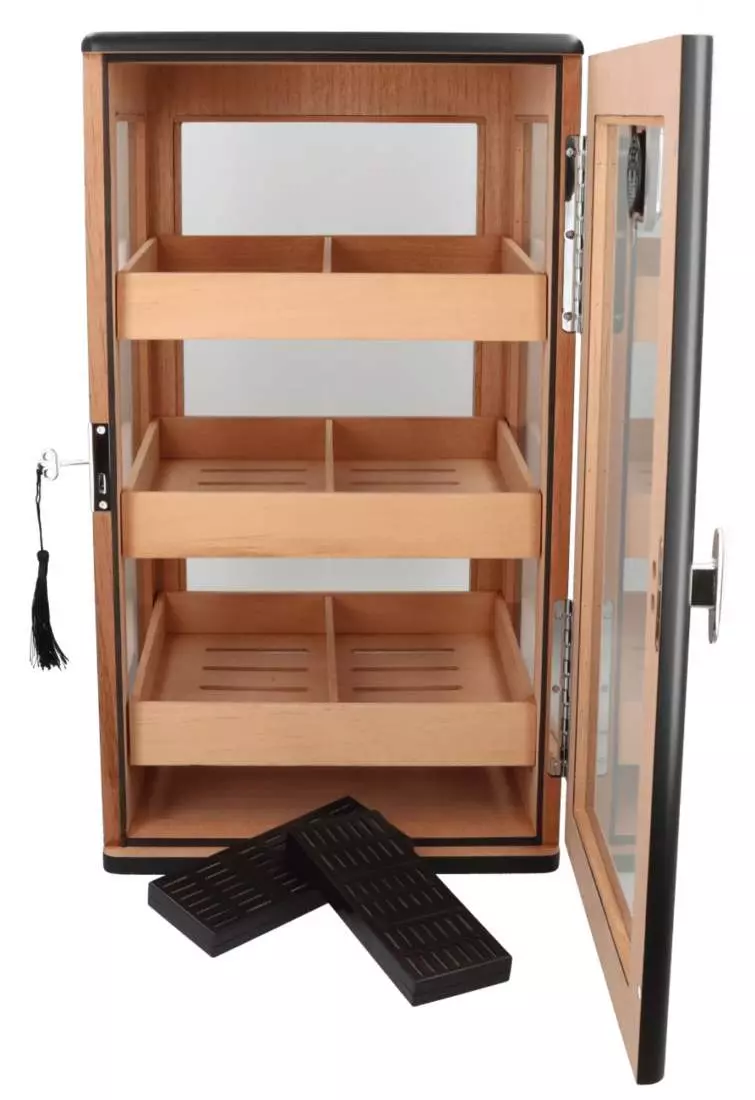 Produktbild: Angelo Humidor Schrank Kabinett 2 schwarz offen