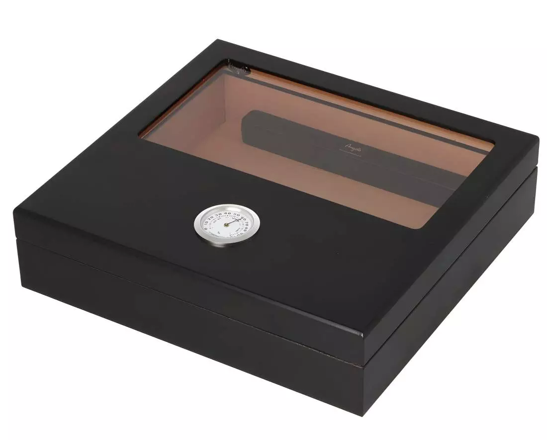 Produktbild: Angelo Humidor schwarz Kristallglasfenster klein 920068