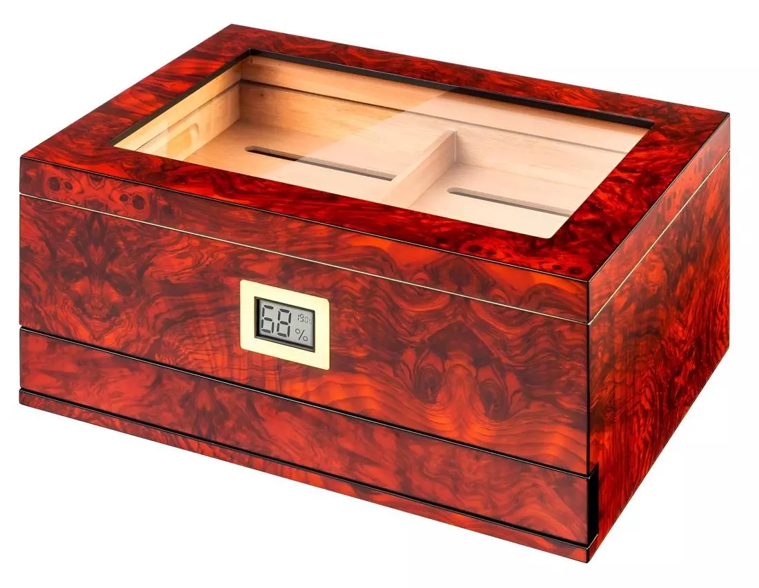 Produktbild: Angelo Humidor Set Wurzelholz Sichtfenster