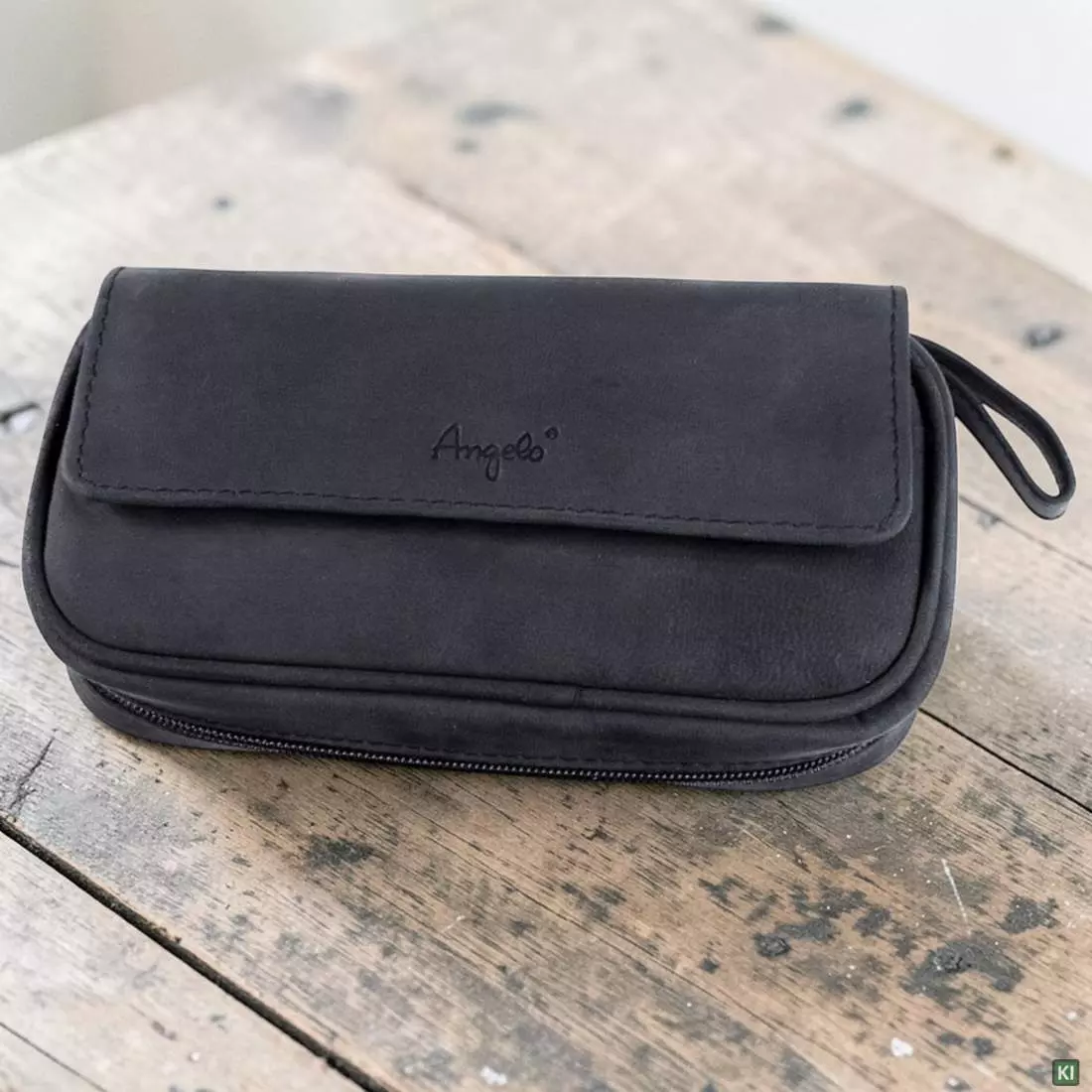 Produktbild: Angelo Pfeifentasche Ziegen-Veloursleder schwarz