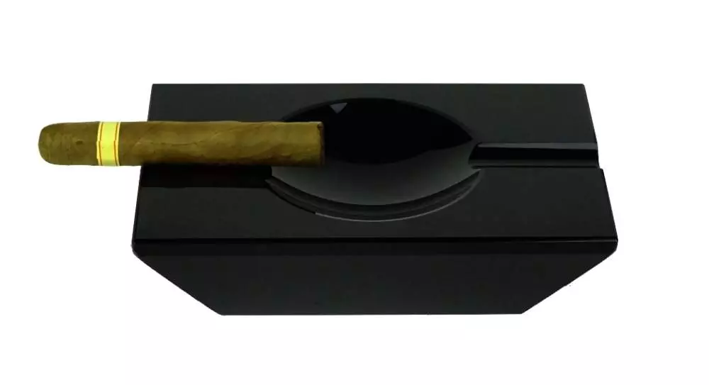 Angelo Design Zigarrenascher Kristall schwarz 2 Ablagen 20x12x5cm