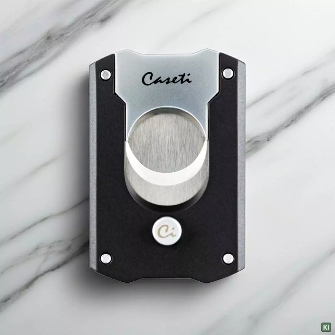 Produktbild: Caseti Paris Zigarrenschneider schwarz auf Marmor