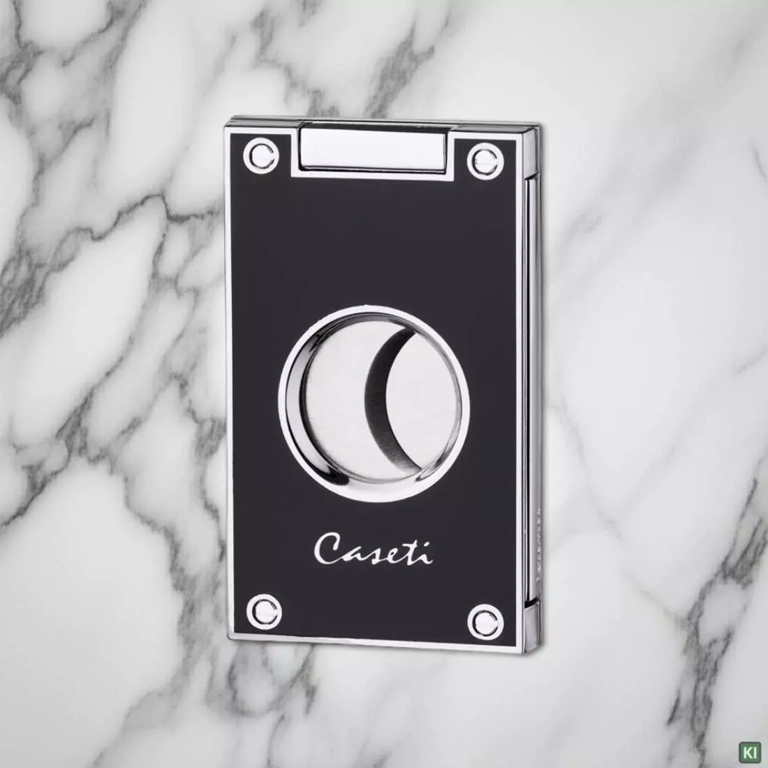 Produktbild: Caseti Paris Zigarrenschneider schwarz auf Marmor