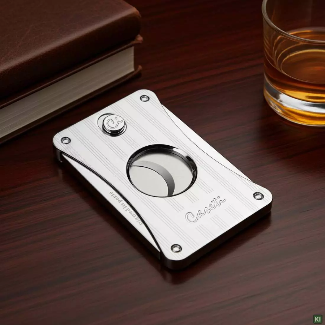 Produktbild: Caseti Paris Zigarrenschneider Chrom auf einem Tisch