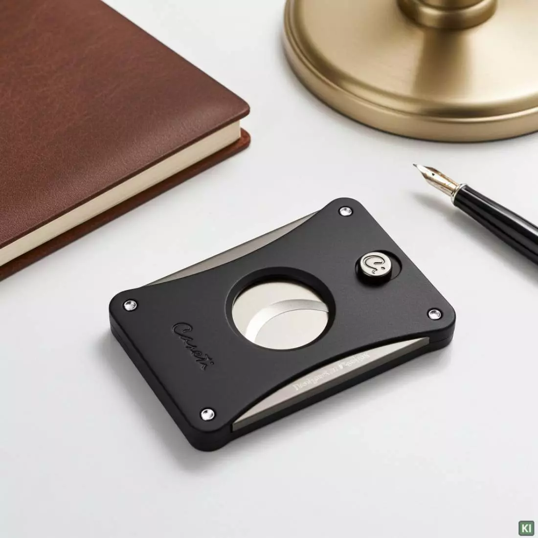 Produktbild: Caseti Paris Zigarrencutter schwarz anthrazit auf einem Tisch