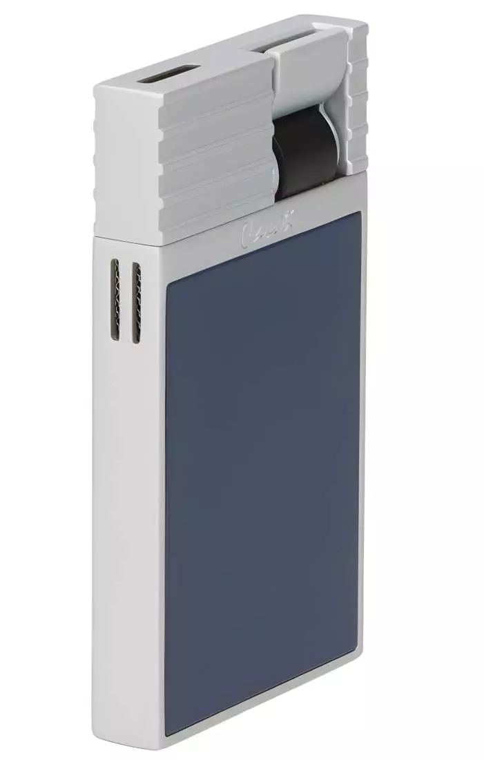 Produktbild: Caseti Paris Feuerzeug dunkelblau silber seitlich