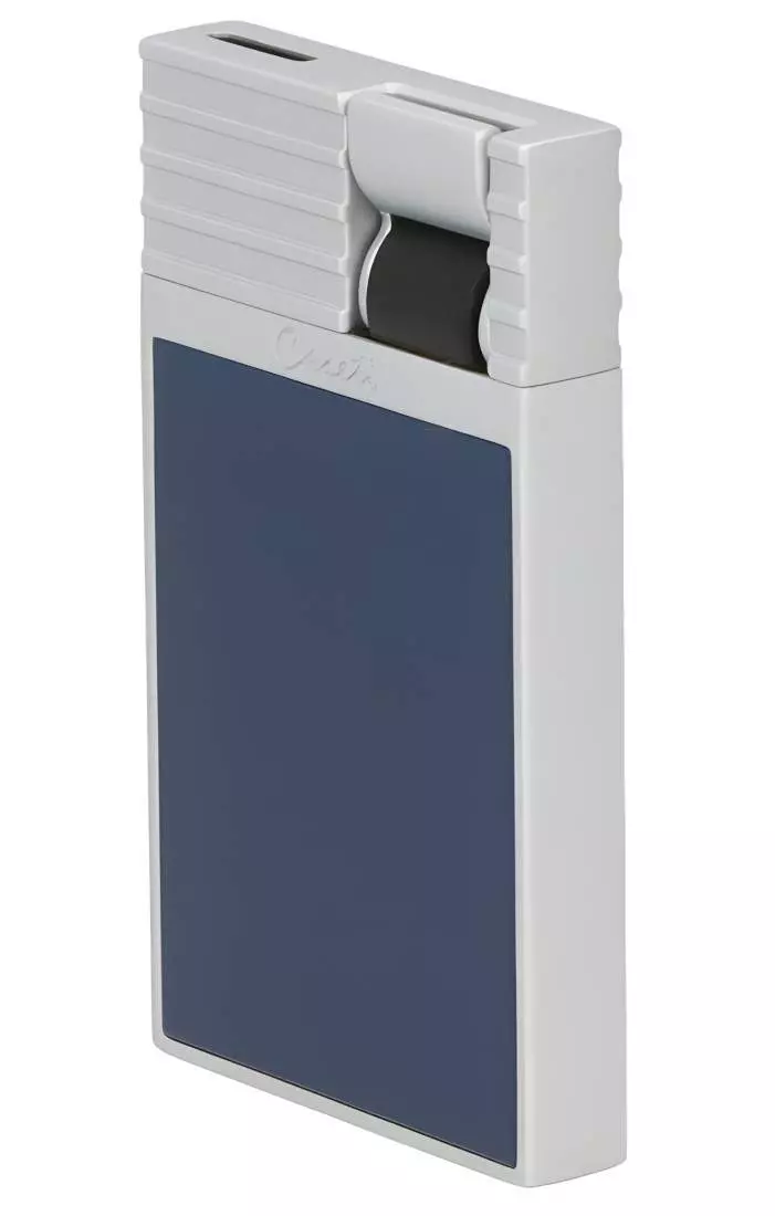 Produktbild: Caseti Paris Feuerzeug dunkelblau silber seitlich