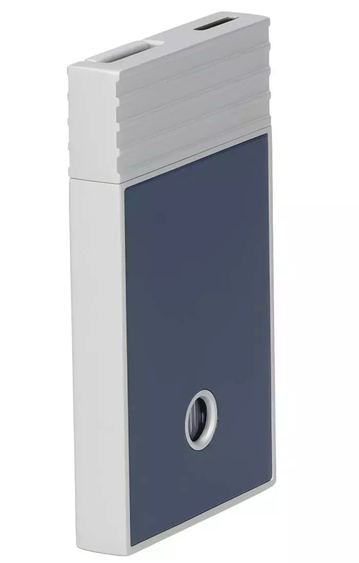 Produktbild: Caseti Paris Feuerzeug dunkelblau silber hinten seitlich