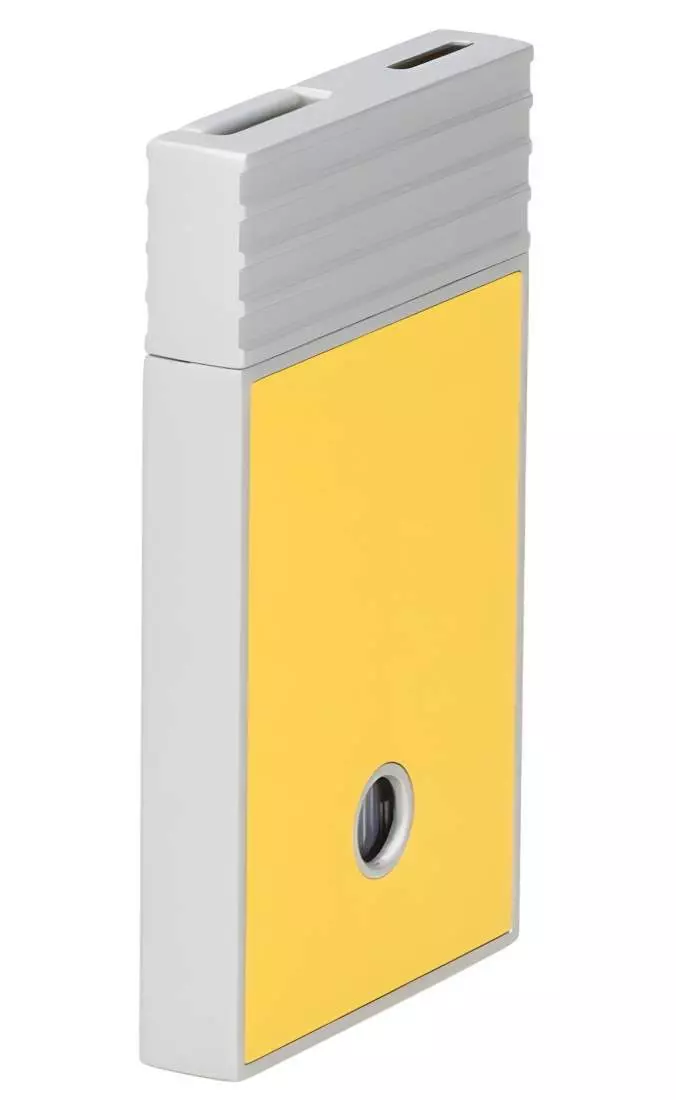 Produktbild: Caseti Paris Feuerzeug gelb Flat Jet Flamme seitlich hinten