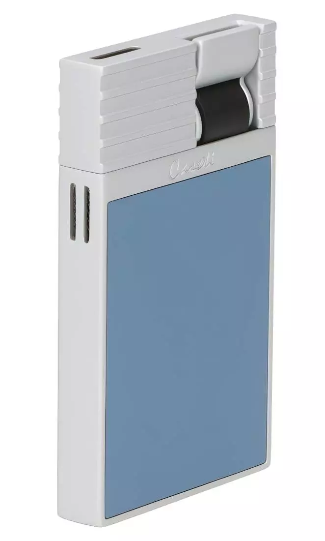 Produktbild: Caseti Paris Feuerzeug türkisblau Flat Jet Flamme seitlich