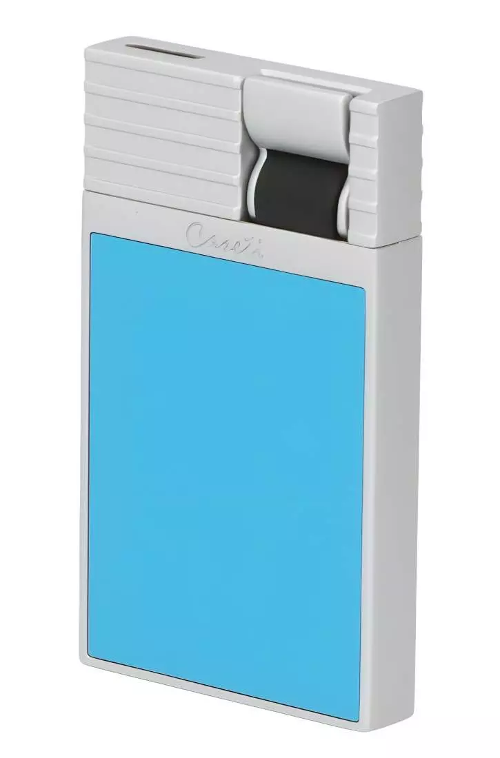 Produktbild: Caseti Paris Feuerzeug türkisblau Flat Jet Flamme seitlich