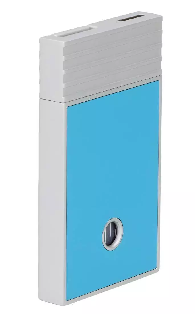 Produktbild: Caseti Paris Feuerzeug türkisblau Flat Jet Flamme seitlich hinten