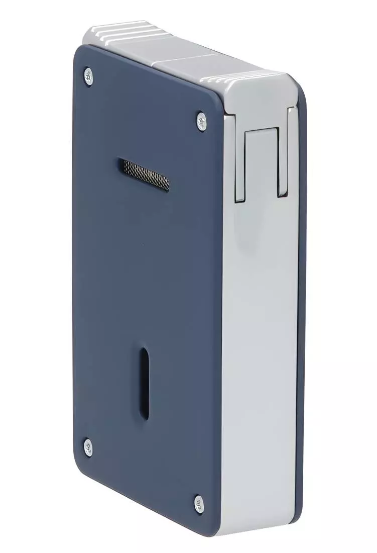 Produktbild: Caseti Paris Duo-Feuerzeug blau chrom hinten seitlich