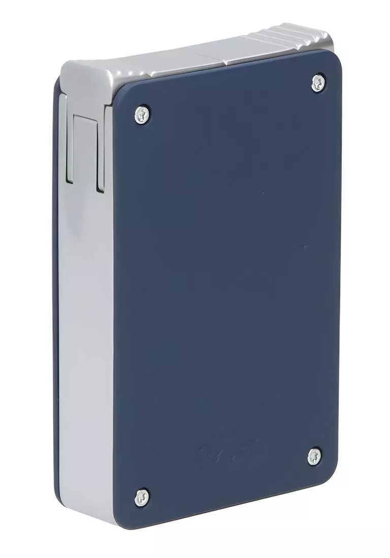Produktbild: Caseti Paris Duo-Feuerzeug blau chrom vorne seitlich