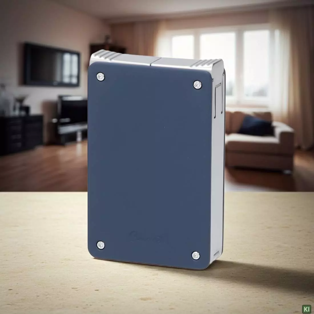 Produktbild: Caseti Paris Duo-Feuerzeug blau chrom im Wohnzimmer