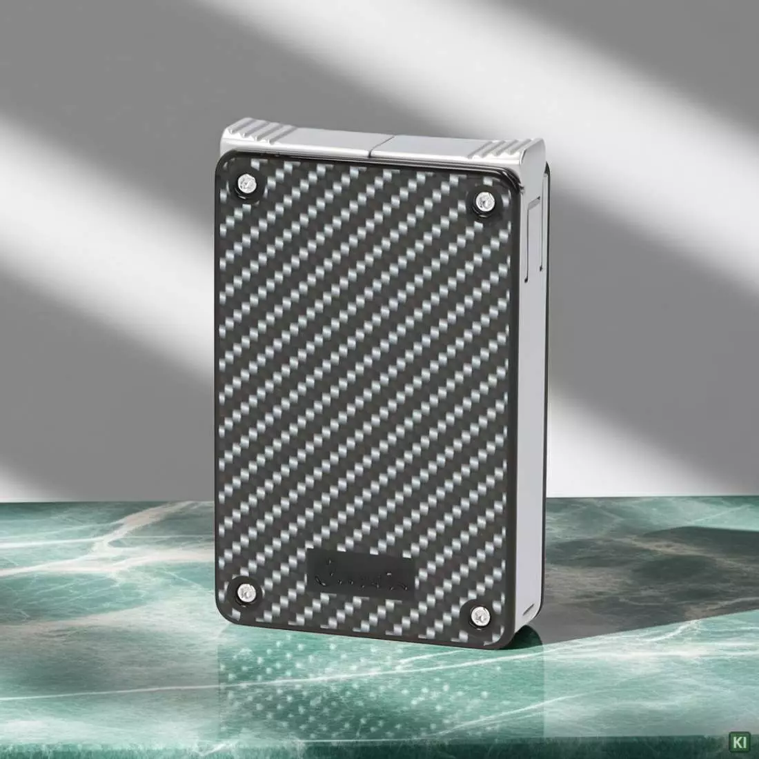 Produktbild: Caseti Paris Duo-Feuerzeug Carbon-Optik u chrom auf Marmor