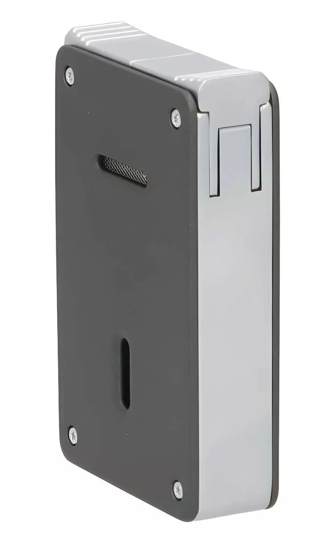 Produktbild: Caseti Paris Duo-Feuerzeug grau chrom hinten seitlich