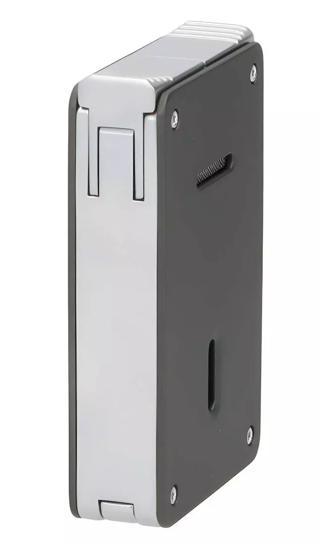 Produktbild: Caseti Paris Duo-Feuerzeug grau chrom seitlich