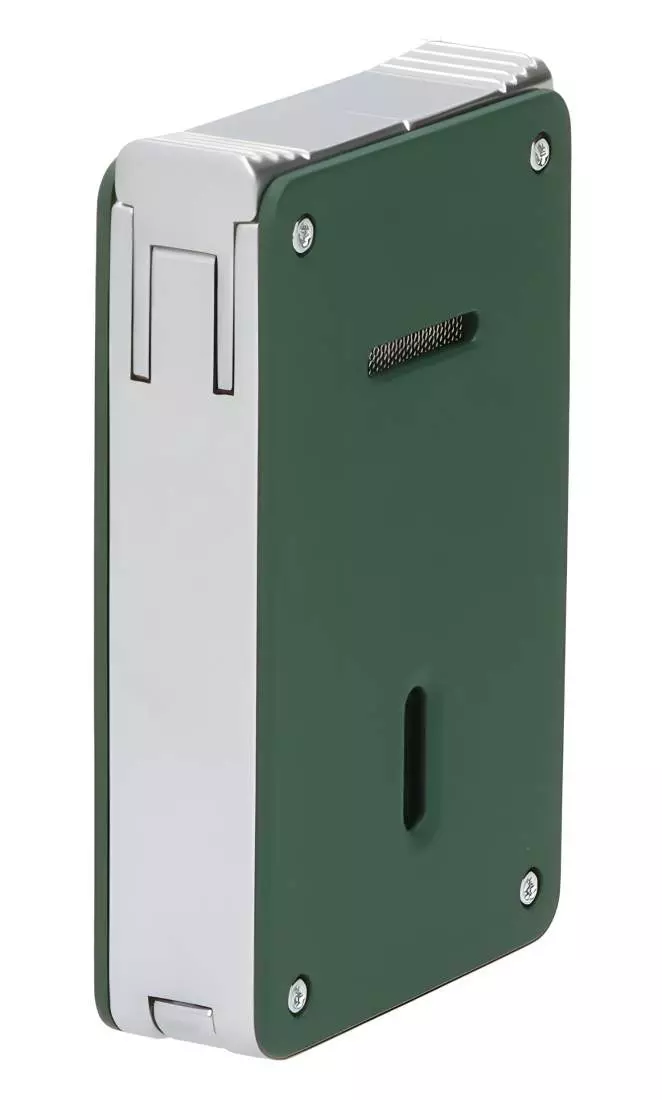 Produktbild: Caseti Paris Duo-Feuerzeug grün chrom seitlich