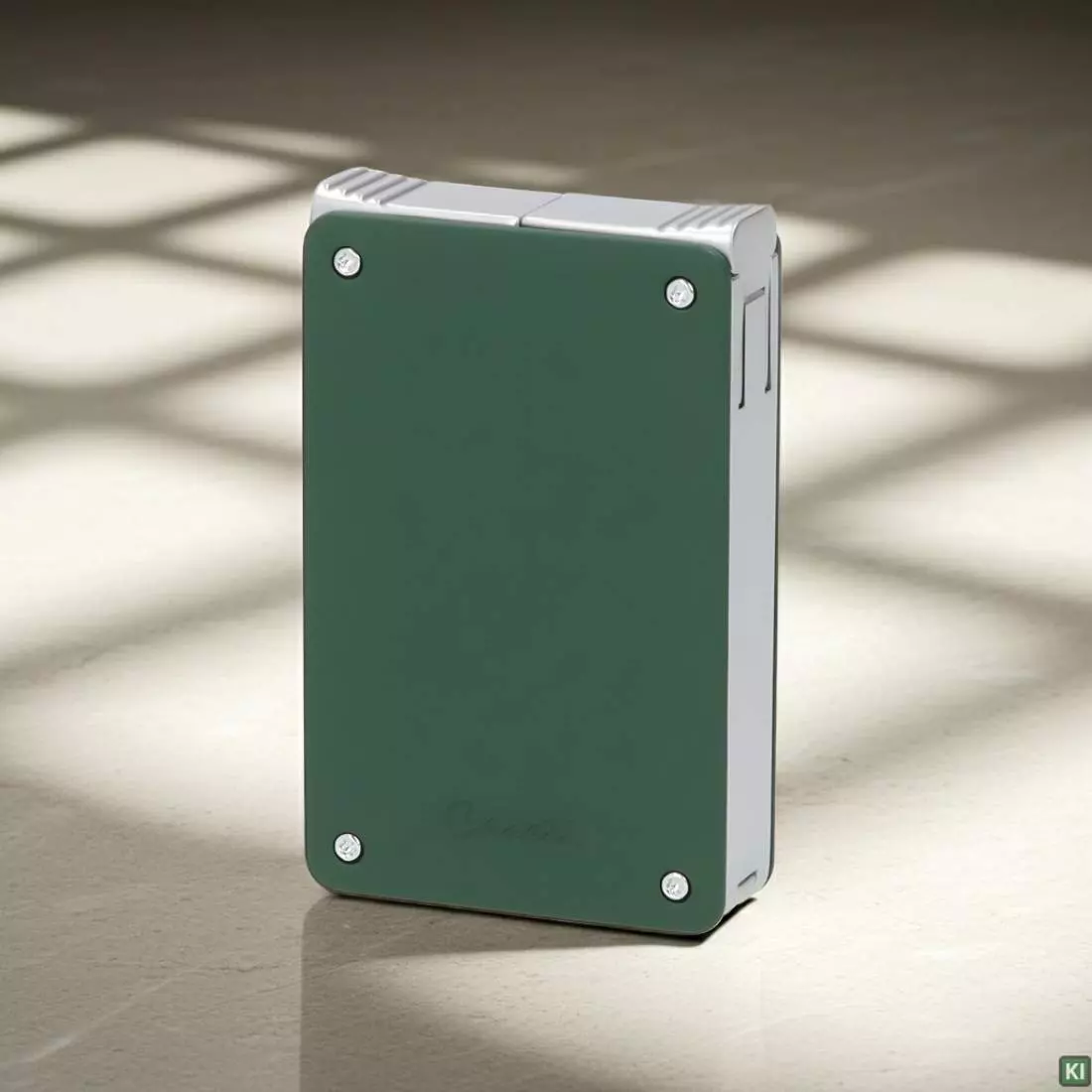 Produktbild: Caseti Paris Duo-Feuerzeug grün u chrom auf Marmor