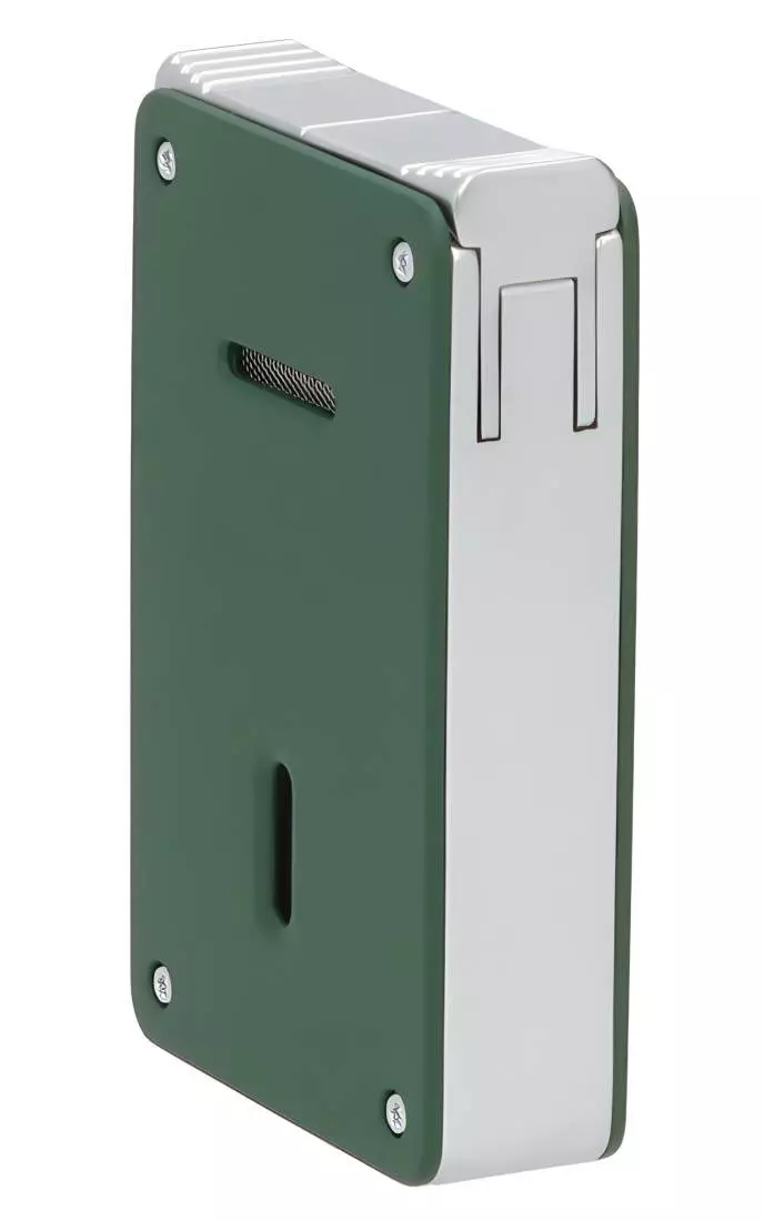 Produktbild: Caseti Paris Duo-Feuerzeug grün chrom hinten seitlich