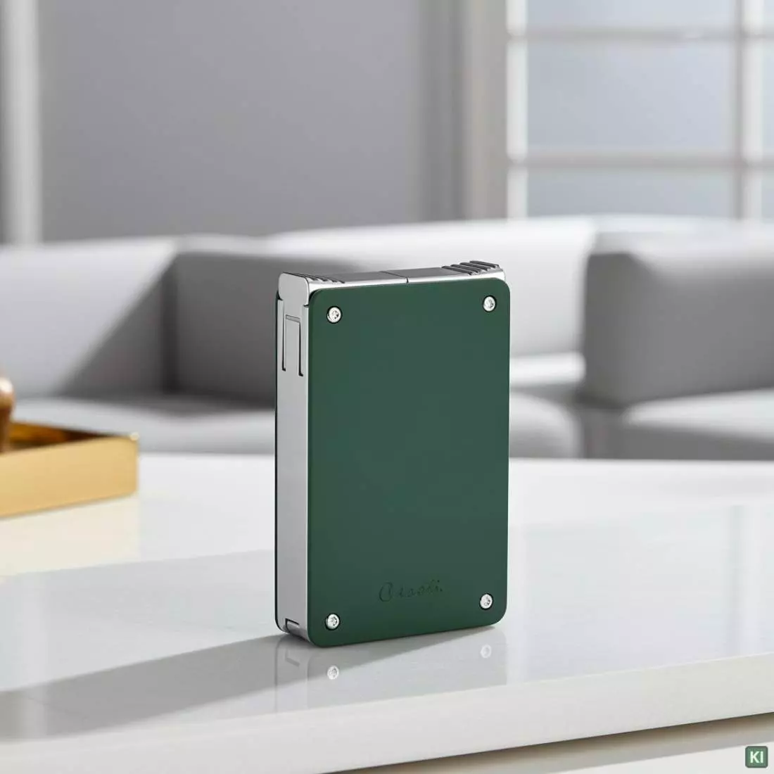 Produktbild: Caseti Paris Duo-Feuerzeug grün chrom im Wohnzimmer