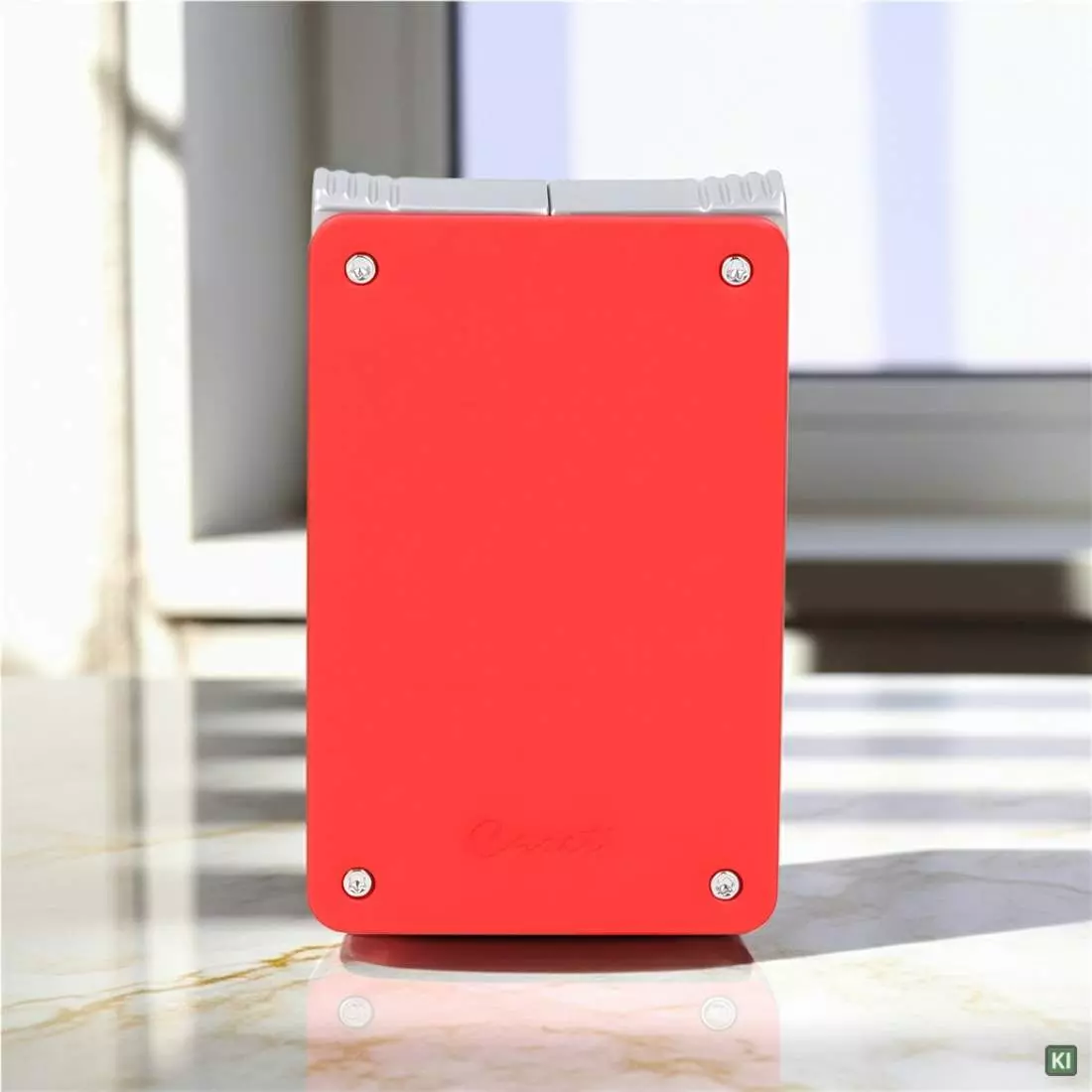 Produktbild: Caseti Paris Duo-Feuerzeug rot chrom auf Marmor