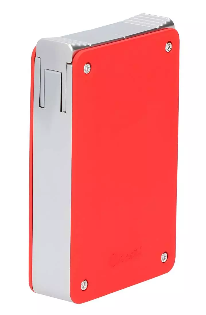 Produktbild: Caseti Paris Duo-Feuerzeug rot chrom vorne seitlich