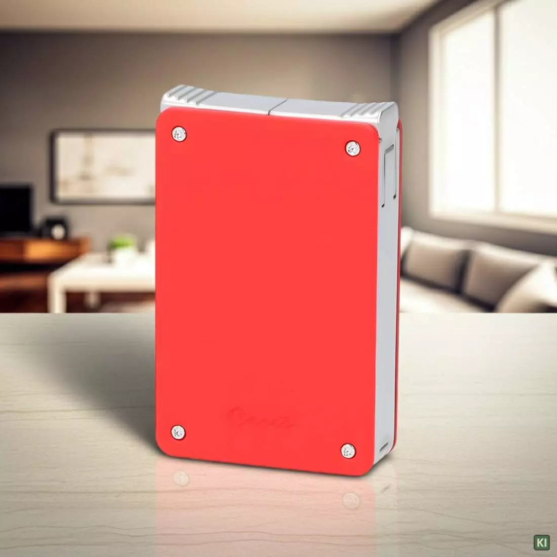 Produktbild: Caseti Paris Duo-Feuerzeug rot chrom im Wohnzimmer