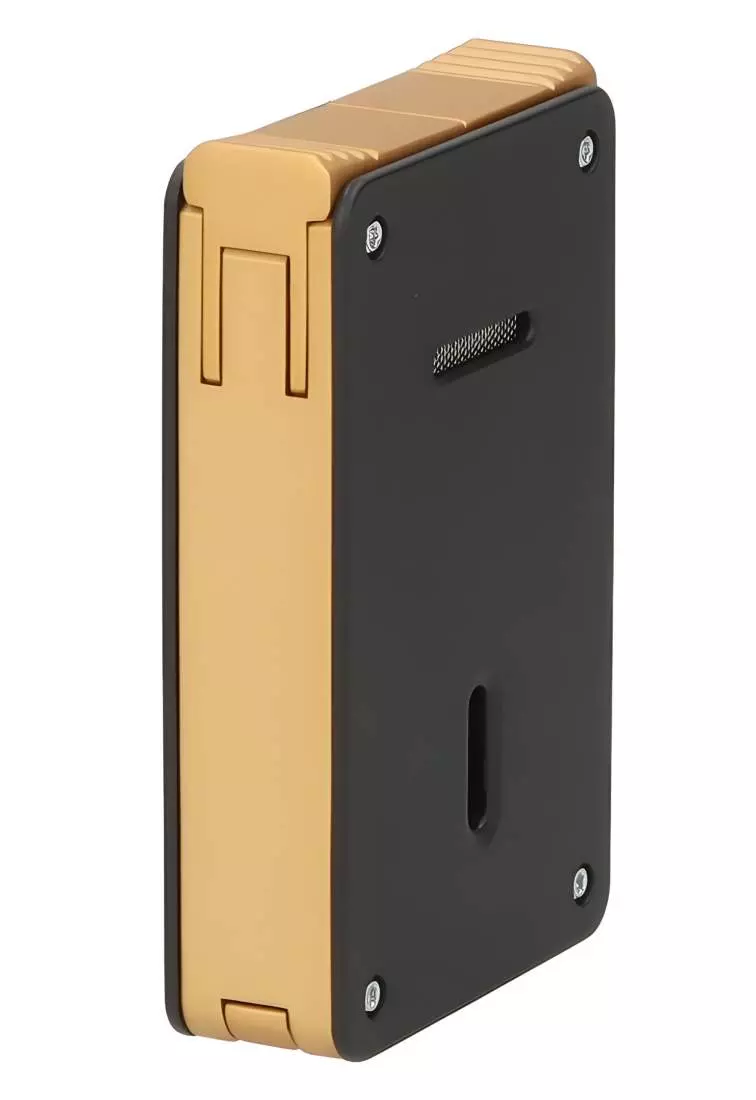 Produktbild: Caseti Paris Duo-Feuerzeug Schwarz golden seitlich