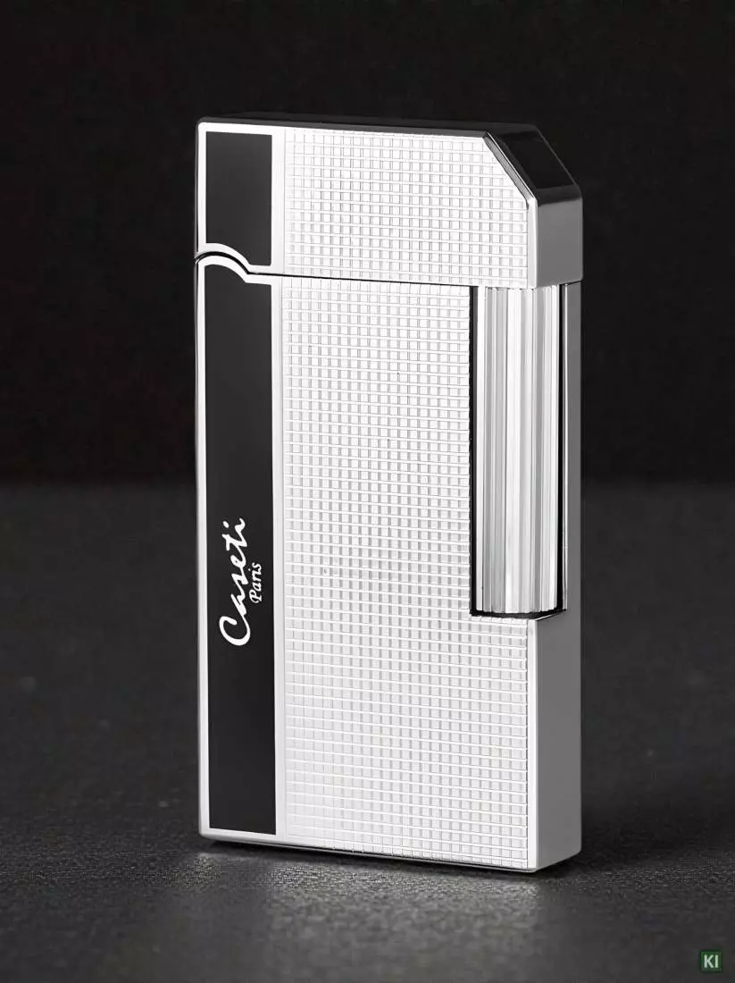 Produktbild: Caseti Paris Feuerzeug Rom schwarz chrom Caree stehend