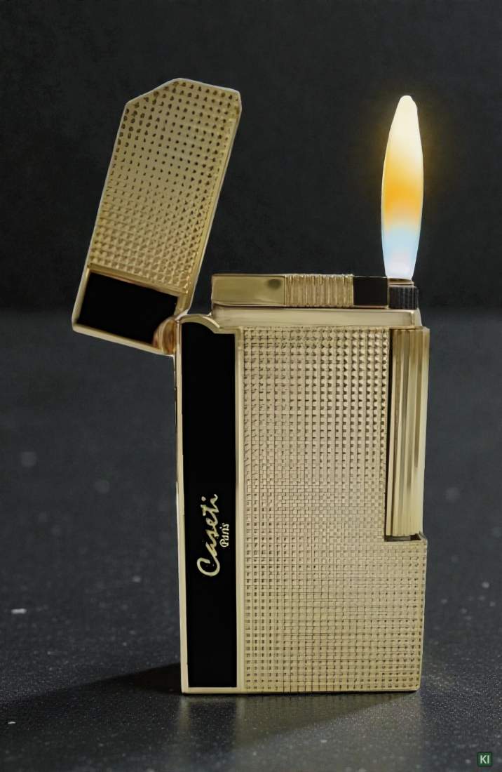Produktbild: Caseti Paris Feuerzeug Rom schwarz gold Caree mit Flamme